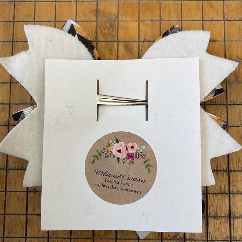 Handmade Yellow Black White bow and Cactus earrings - Picture 2 of 2